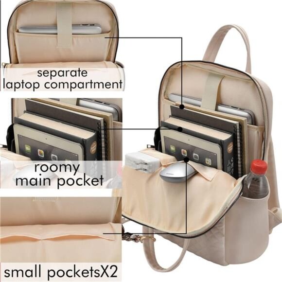 Women\' Laptop Backpack Fit up to 15.6-inch Laptop PU Leather Laptop Backpack Bag main image 4